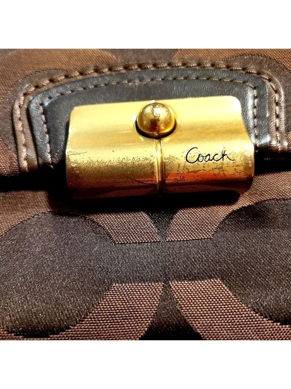 Coach Kristin Y2K Op Art Hobo Signature Monogram Shoulder Bag Chocolate Brown - Picture 14 of 16